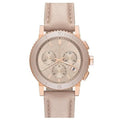 Burberry The City Chronograph Rose Gold Dial Beige Leather Strap Watch For Women - BU9702