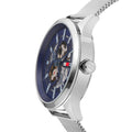 Tommy Hilfiger Spencer Skeleton Black Dial Silver Mesh Bracelet Watch for Men - 1791643
