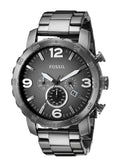 Fossil Nate Chronograph Gunmetal Dial Grey Steel Strap Watch for Men - JR1437