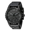 Fossil Nate Chronograph Black Dial Black Leather Strap Watch for Men - JR1510