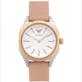 Emporio Armani Valeria Quartz White Dial Beige Leather Strap Watch For Women - AR11031