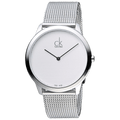 Calvin Klein Minimal White Dial Silver Mesh Bracelet Watch for Men - K3M2112Y