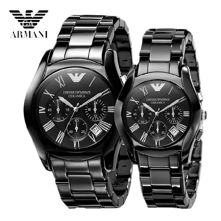 Emporio Armani Black Ceramic Dial Ceramic Strap Watch For Women - AR1401
