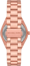 Michael Kors Lennox Three Hand Black Dial Rose Gold Steel Strap Watch For Women - MK7392