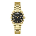 Guess Luna Diamonds Black Dial Gold Steel Strap Watch for Women - GW0307L2