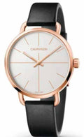 Calvin Klein Even White Dial Black Leather Strap Watch for Women - K7B216C6
