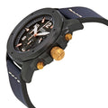 Fossil Modern Machine Chronograph Black Dial Blue Leather Strap Watch for Men - FS5066