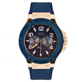 Guess Rigor Blue Dial Blue Silicone Strap Watch For Men - W0247G3