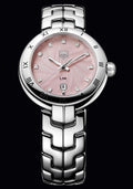 Tag Heuer Link Diamonds Pink Dial Silver Steel Strap Watch for Women - WAT1415.BA0954