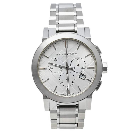Burberry The City Chronograph Silver Dial Silver Steel Strap Watch for Men - BU9350