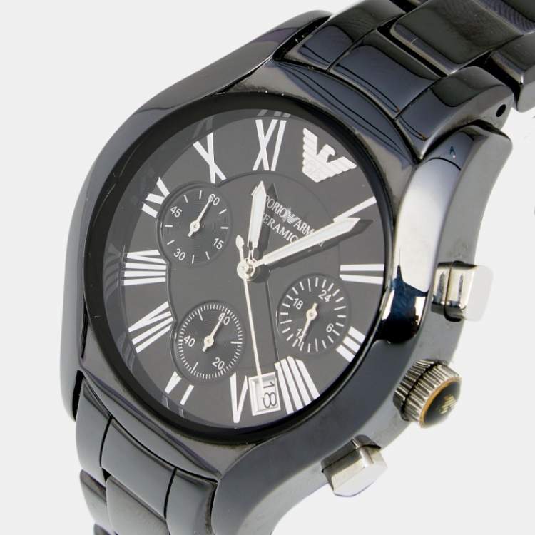 Emporio Armani Black Ceramic Dial Ceramic Strap Watch For Women - AR1401