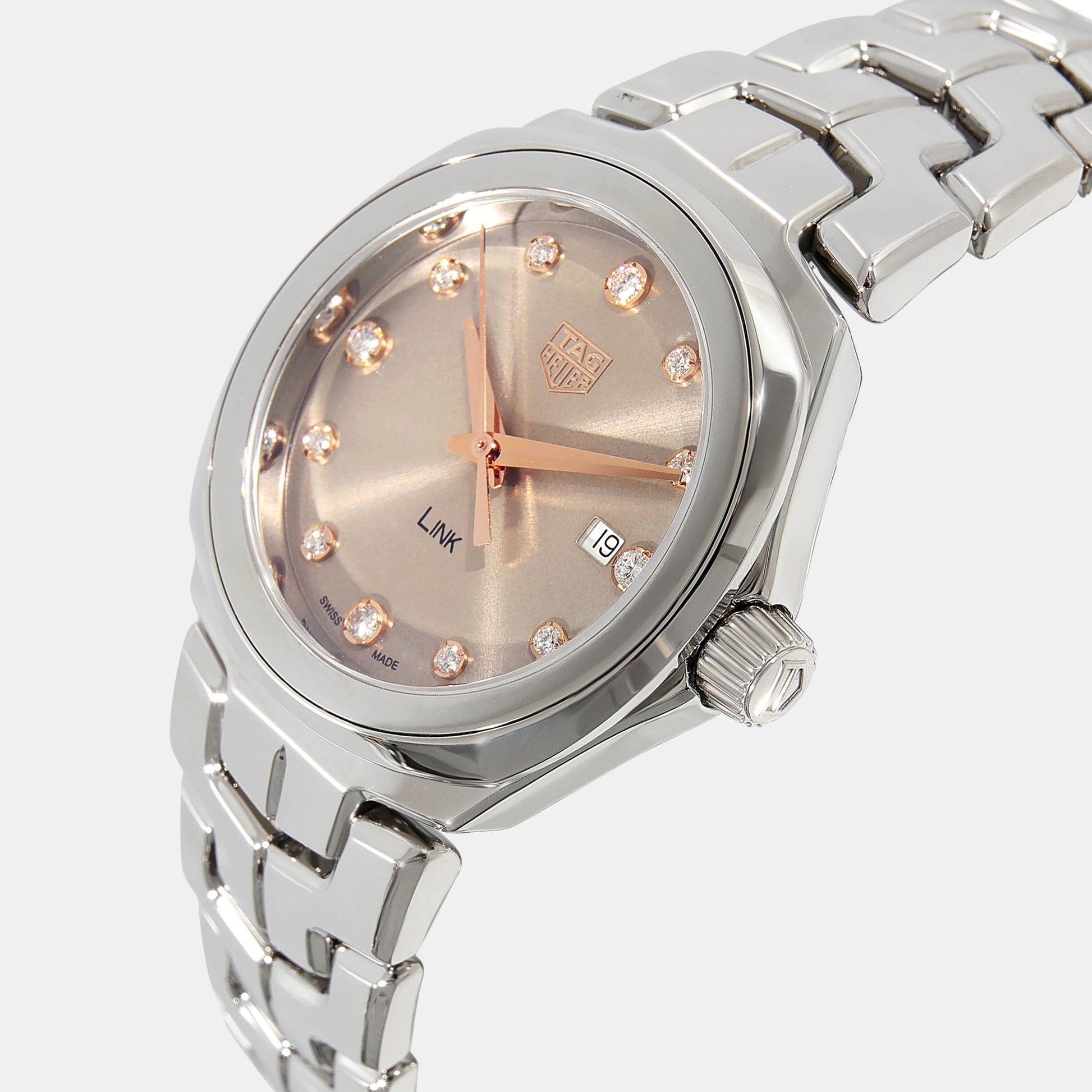 Tag Heuer Link Quartz Brown Dial Silver Steel Strap Watch for Women - WBC131E.BA0649
