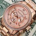 Michael Kors Dylan Rose Gold Dial Rose Gold Steel Strap Watch for Women - MK5576
