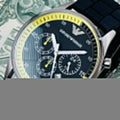 Emporio Armani Chronograph Black Dial Black Rubber Strap Watch For Men - AR5865