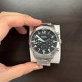 Fossil Pilot Chronograph Black Dial Silver Steel Strap Watch for Men - FS5141