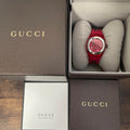 Gucci Sync Quartz Red Dial Red Rubber Strap Watch For Women - YA137303