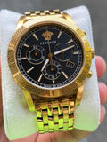 Versace Sport Tech Chronograph Black Dial Gold Steel Strap Watch for Men - VELT00419