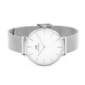 Daniel Wellington Petite Sterling Quartz White Dial Silver Mesh Bracelet Watch For Men - DW00100306