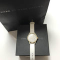 Marc Jacobs Lidia Stripe White Dial White Leather Strap Watch for Women - MBM1164