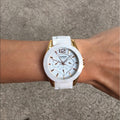 Fossil Ceramic Multifunction White Dial White Steel Strap Watch for Women - CE1006