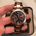 Fossil Perfect Boyfriend Multifunction Brown Dial Two Tone Steel Strap Watch for Women - ES4284