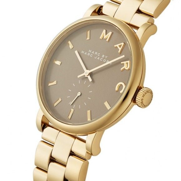 Marc Jacobs Baker Grey Dial Gold Steel Strap Watch for Women - MBM3281
