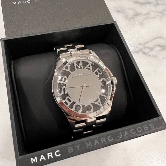 Marc Jacobs Henry Transparent Silver Dial Silver Steel Strap Watch for Women - MBM3205
