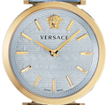 Versace V-Twist Blue Dial Blue Leather Strap Watch for Women - VELS00319