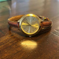Michael Kors Runway Gold Dial Brown Leather Strap Watch For Women - MK2256