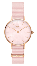 Daniel Wellington Petite Mother of Pearl Pink Dial Pink Nylon Strap Watch For Women - DW00100512