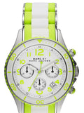 Marc Jacobs Rock Chronograph White Dial White & Green Silicone Strap Watch for Women - MBM2592