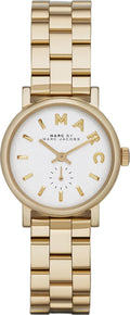 Marc Jacobs Baker White Dial Gold Steel Strap Watch for Women - MBM3247