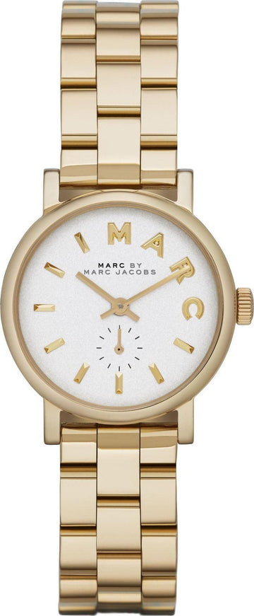Marc Jacobs Baker White Dial Gold Steel Strap Watch for Women - MBM3247
