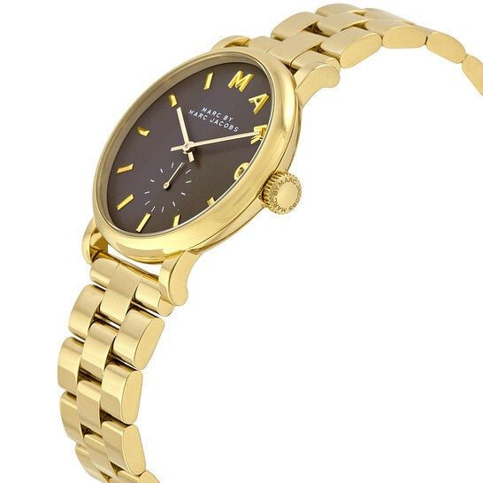 Marc Jacobs Baker Grey Dial Gold Steel Strap Watch for Women - MBM3281