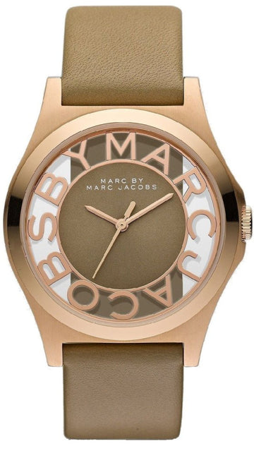 Marc Jacobs Henry Dinky Skeleton Beige Dial Beige Leather Strap Watch for Women - MBM1245