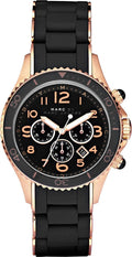 Marc Jacobs Rock Chronograph Black Dial Black Silicone Strap Watch for Women - MBM2553