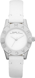 Marc Jacobs Mini Blade White Dial White Leather Strap Watch for Women - MBM1206