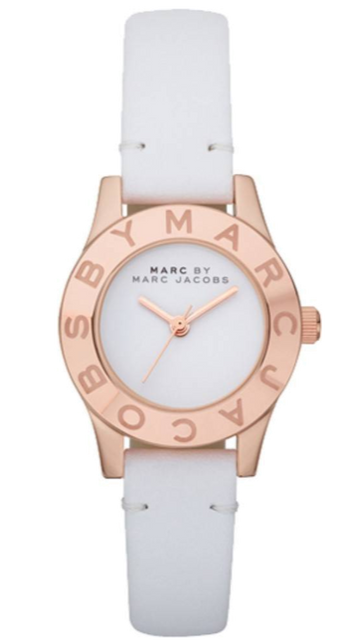 Marc Jacobs Mini Blade White Dial White Leather Strap Watch for Women - MBM1207