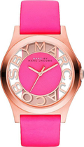 Marc Jacobs Henry Skeleton Pink Dial Pink Leather Strap Watch for Women - MBM1243