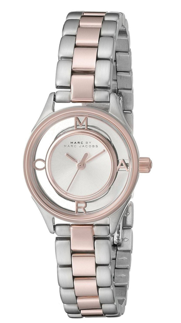 Marc Jacobs Tether Transparent White Dial Two Tone Steel Strap Watch for Women - MBM3418