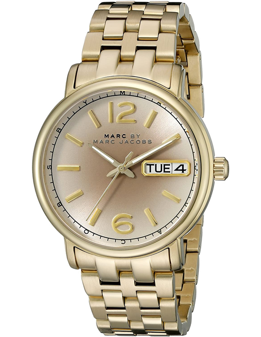 Marc Jacobs Fergus Gunmetal Grey Dial Gold Steel Strap Watch for Women - MBM3429