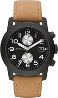 Marc Jacobs Larry Chronograph Black Dial Brown Leather Strap Watch for Men - MBM5053