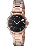 Marc Jacobs Roxy Black Dial Rose Gold Steel Strap Watch for Women - MJ3569