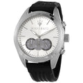 Maserati Traguardo Chronograph Silver Dial Black Rubber Strap Watch for Men - R8871612012