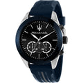 Maserati Traguardo Chronograph Blue Dial Black Silicone Strap Watch For Men - R8871612046