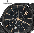 Maserati Epoca Chronograph Black Dial Black Mesh Strap Watch For Men - R8873618013