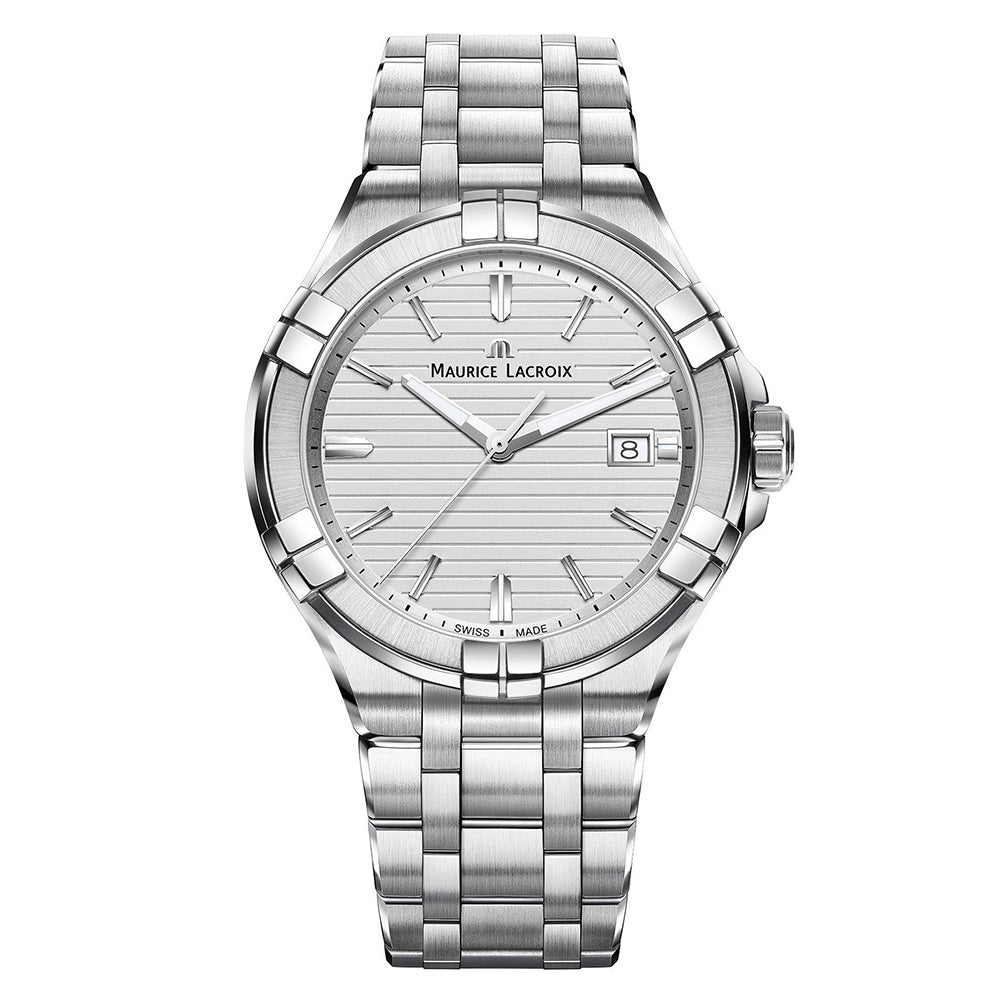 Maurice Lacroix Aikon Date White Dial Silver Steel Strap Watch for Men - AI1008-SS002-131-1