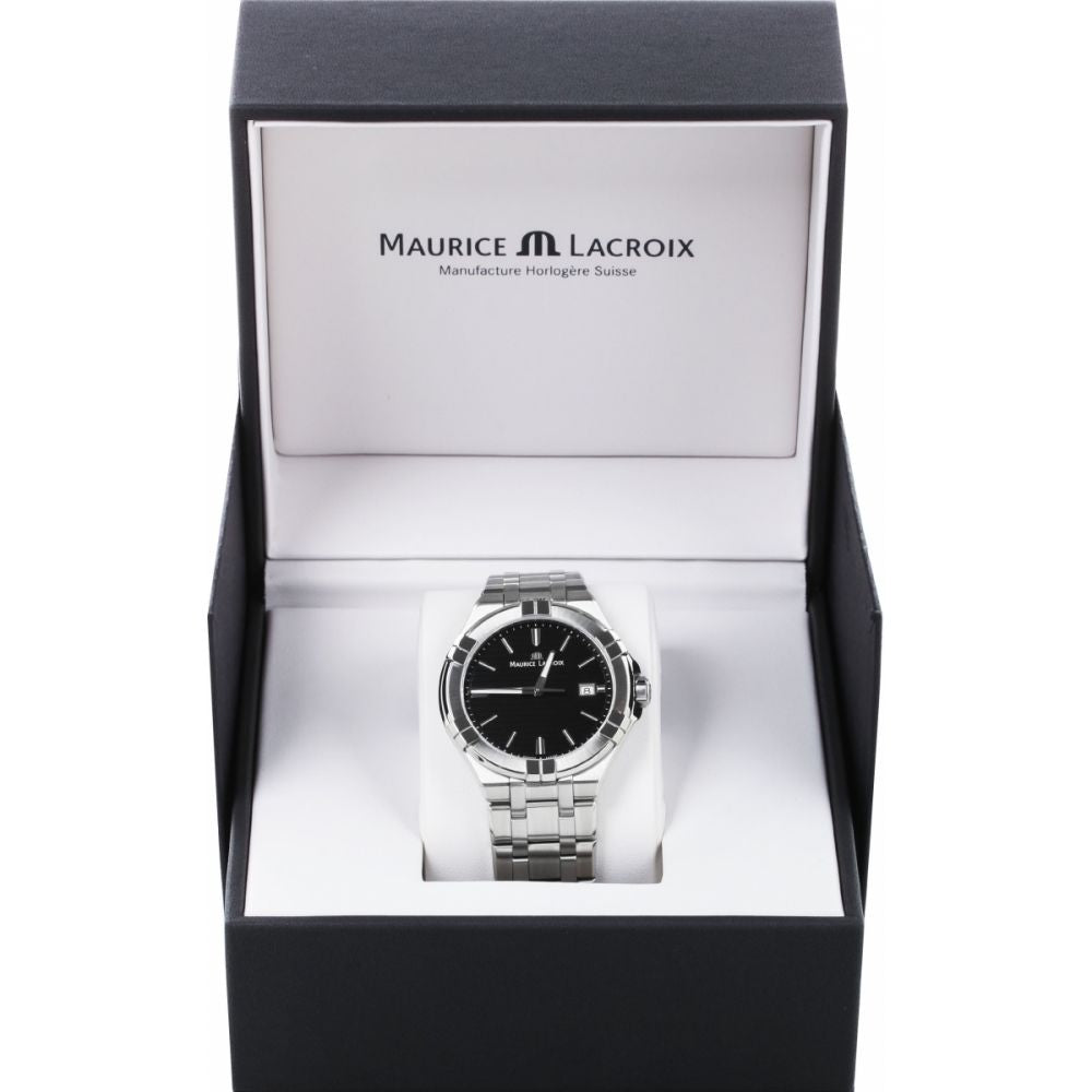 Maurice Lacroix Aikon Venturer Black Dial Silver Steel Strap Watch for Men - AI1008-SS002-331-1