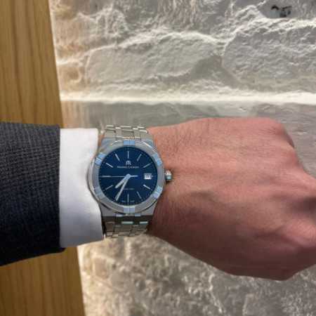 Maurice Lacroix Aikon Date Quartz Black Dial Silver Steel Strap Watch for Men - AI1108-SS002-330-1