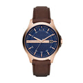 Armani Exchange Hampton Chronograph Blue Dial Brown Leather Strap Watch For Men - AX2172
